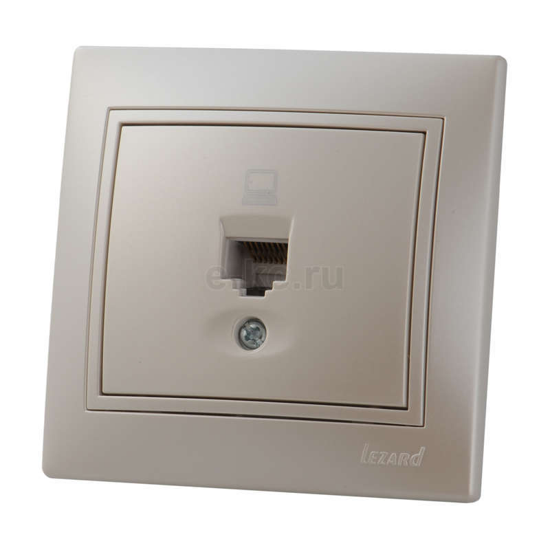 Розетка Мира 701-3030-139 компьютерная жемчужно-белый перламутр со вставкой