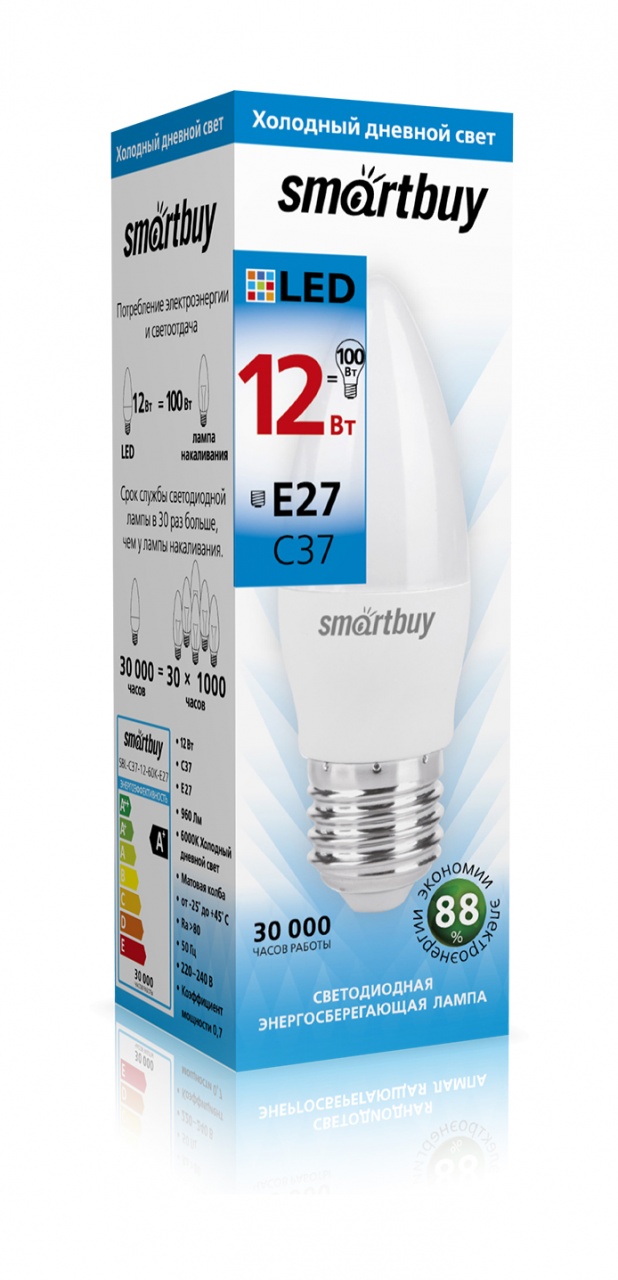 Лампа LED Smartbuy-C37-12W/6000/E27 (SBL-С37-12-60K-E27)/3501