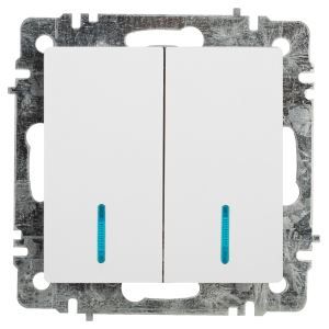 Выключатель Intro Accent 6-105-01с двойной подсветкой 10А-250В IP20 СУ AL/CU белый/9580