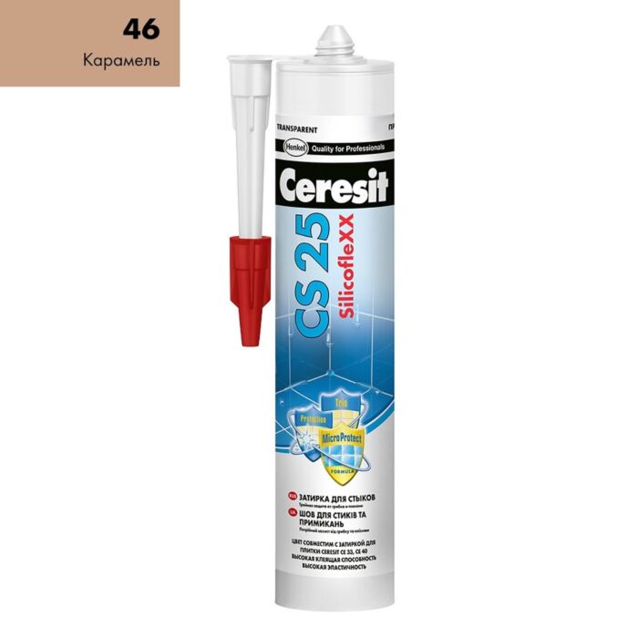 Затирка силиконовая Ceresit CS-25 MicroProtect  280 мл, карамель /1558