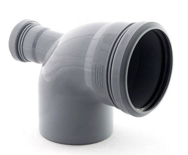 Отвод канализационный 110/50 мм 90°(90° тыл) серый