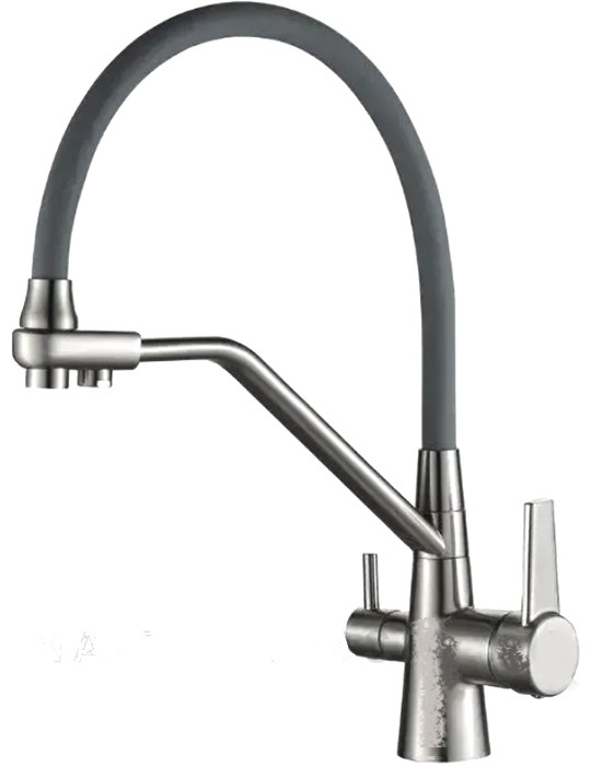 Смеситель HAIBA HB76855-5 для кухни со встроенным фильтром хром-серый/232908