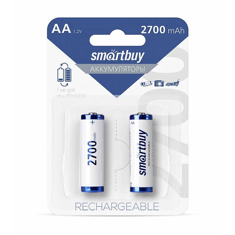 Аккумулятор NiMh Smartbuy AA/2BL 2700 mAh (24/240) (SBBR-2A02BL2700) упак/3899