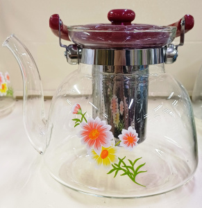 Чайник заварочный на газ 1400 мл (стекло, металл. сито)/MY-208