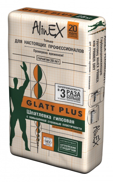 Шпатлевка AlinEX GLATT PLUS, 25 кг, гипсовая /3575