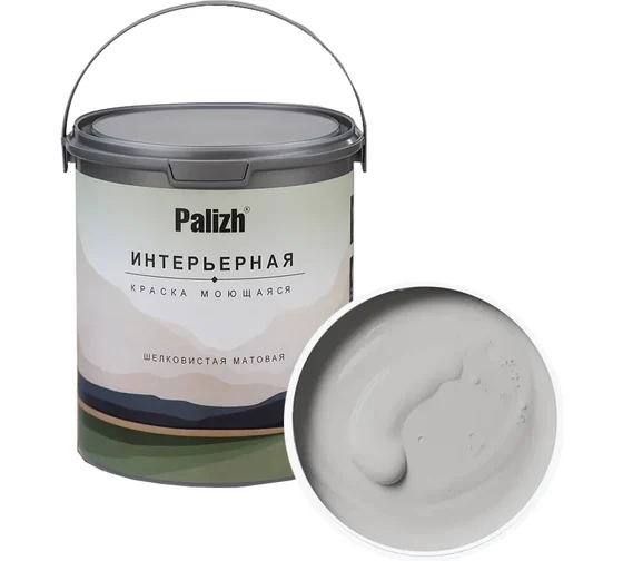 Краска интерьерная шелковисто-матовая "Palizh" (1,4 кг), серый камень № 822, PALIZH/822-1,4