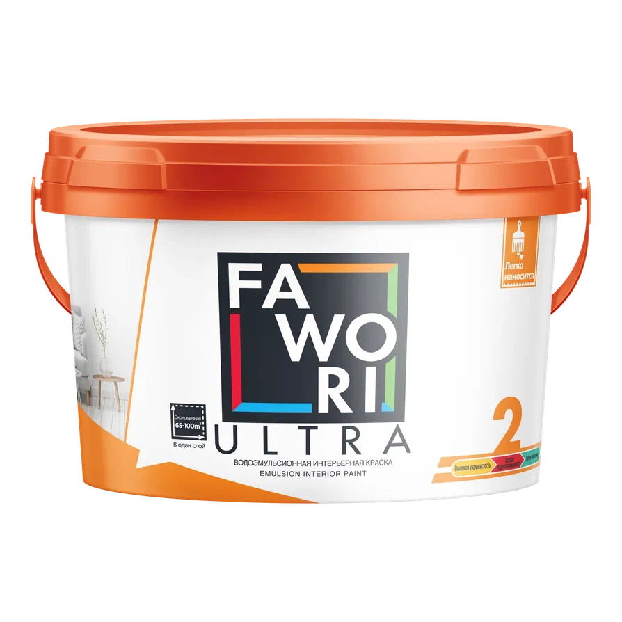 Краска для потолков и стен FAWORI ULTRA 2 MIX-1 9л, матовая, белый 2781