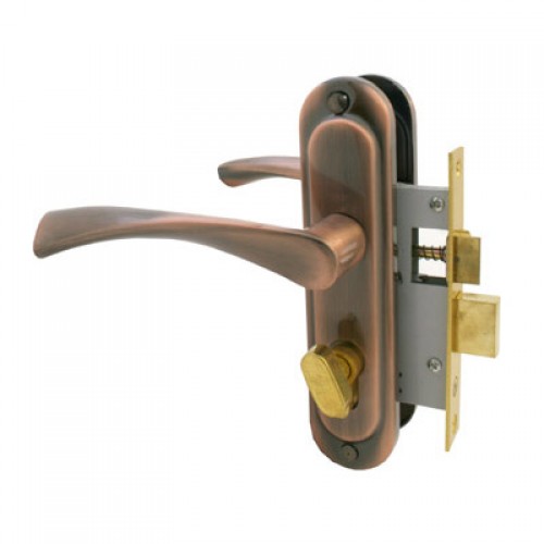 Замок врезной СТАНДАРТ 132/50В вертушка АВ старая бронза с ручкой /4855