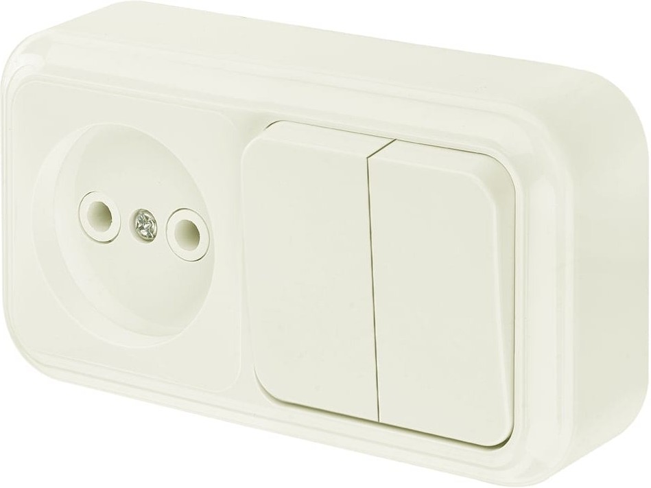 Блок 2 выключателя+розетка ОП Пралеска 2В-РЦ-523 Bylectrica