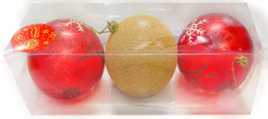 Набор шаров пластик d-10 см, 3 шт "Тихий вечер ассорти" золотисто-красный/6536939