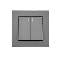 Переключатель ЗАРЯ ВТ-05 с подсветкой 2 кл серый soft-touch/4836