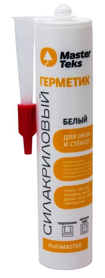 Герметик силакриловый MasterTeks ProfiMaster для окон и стекл 290 мл, белый /3004