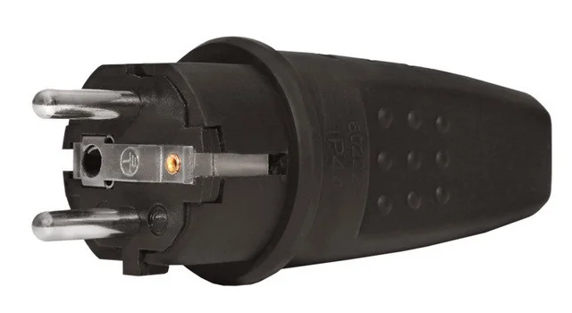 Вилка прямая каучуковая 16А 250В IP44 EAR/140923