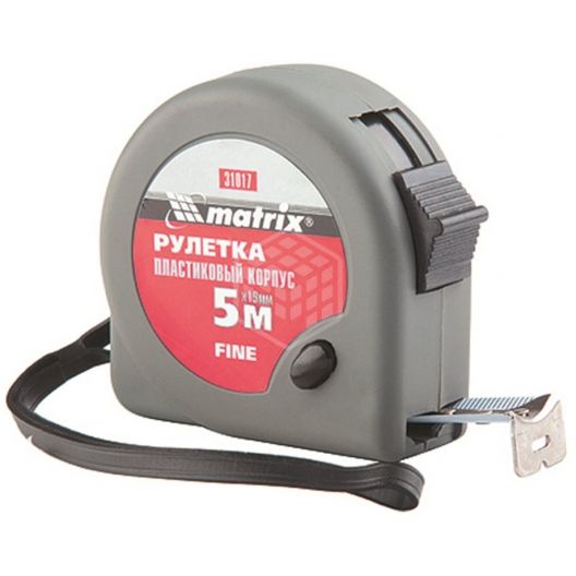 Рулетка MATRIX Fine 5м*19мм, пласт. корпус /31017 