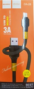 Кабель USB REGRSI  USB TO Micro 3A/DA-28  1 метр