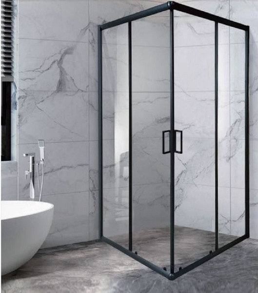 Душевое ограждение Appollo AP-19-100 профиль черный стекло прозрачное 6 мм1000*1000*1950мм(С)/236169