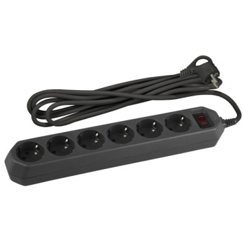 Фильтр сетевой ЭРА 6гн 3м с/з с выключателем черный /7662