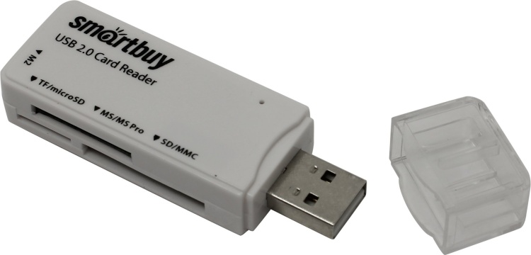 Картридер Smartbuy 715 USB 2.0-SD/microSD, белый (SBR-715-W)/2666