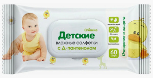 Салфетки влажные Аромика 60 шт детские с клапаном Нежная забота