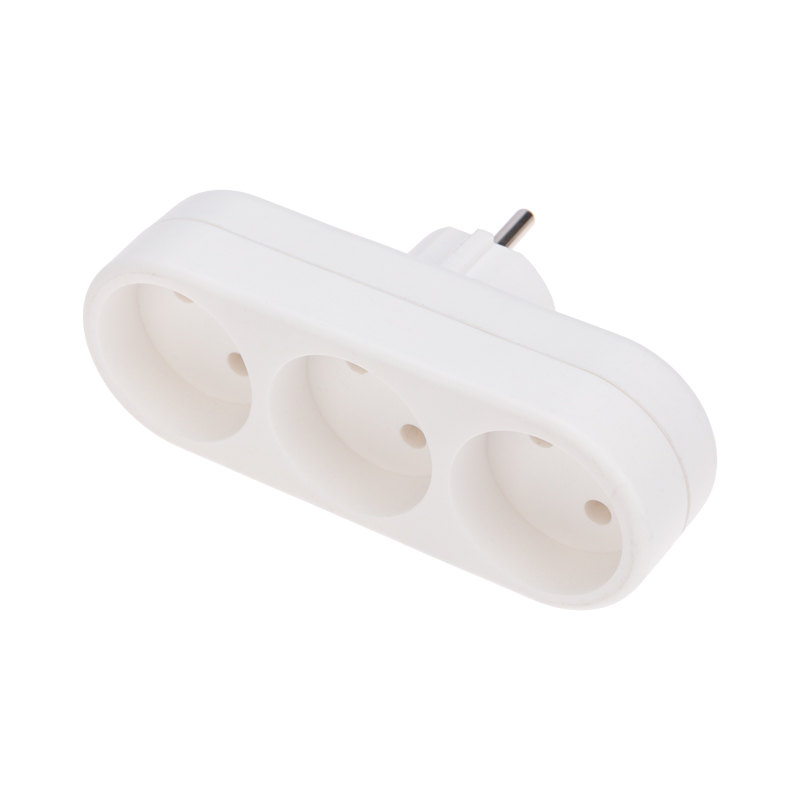 Тройник прямой 10А б/з белый эконом ЗАРЯ/5049