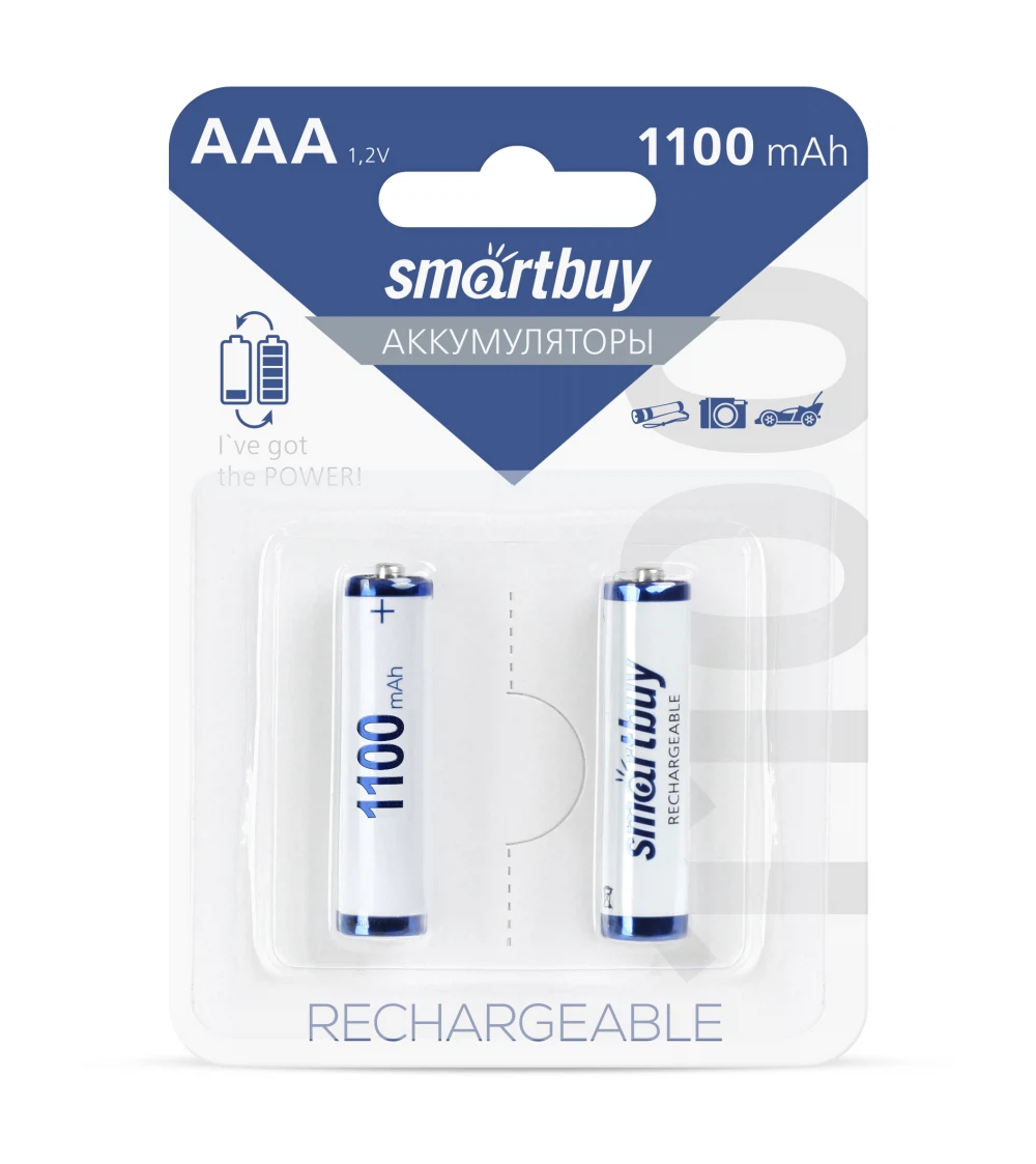 Аккумулятор NiMh Smartbuy AAA/2BL 1100 mAh (24/240) (SBBR-3A02BL1100) упак/3145