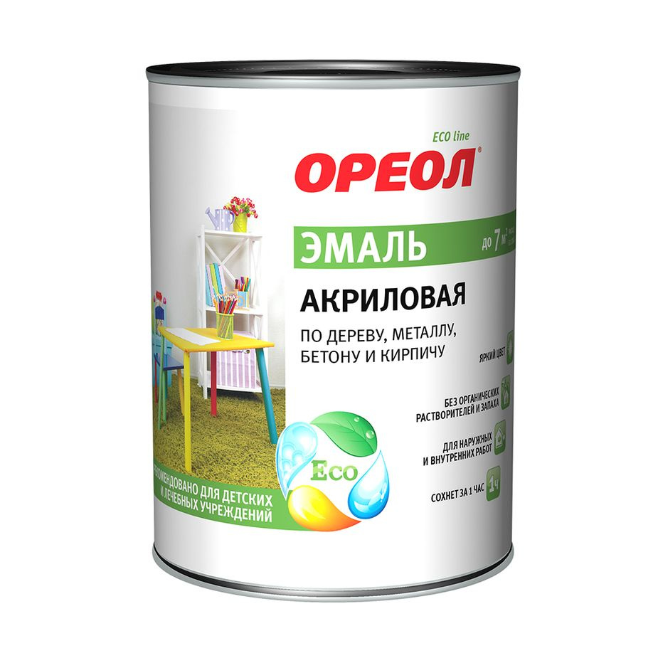 Эмаль акрил ОРЕОЛ черная 1,9кг (2975) /15408