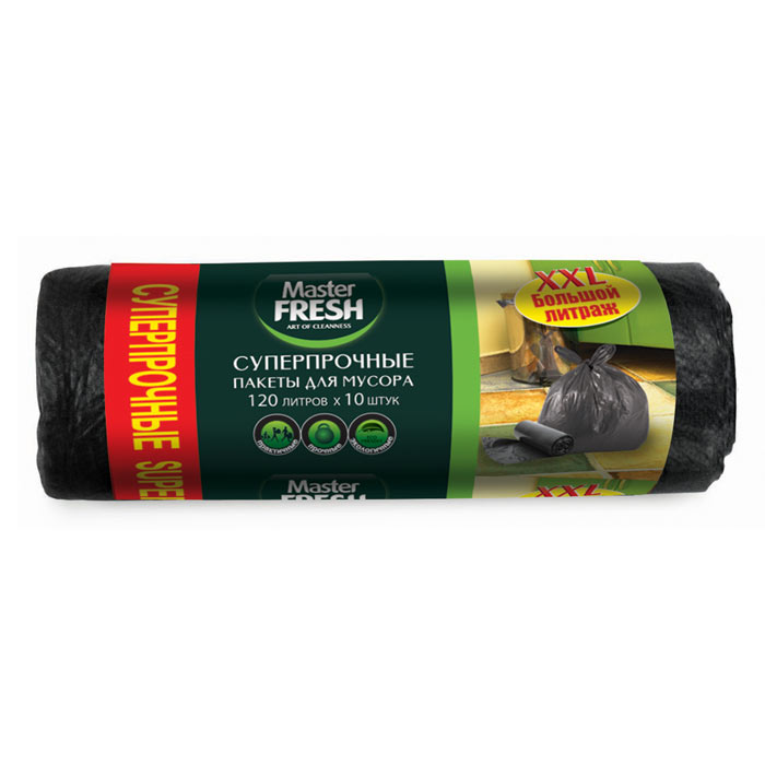 Пакеты для мусора Master fresh 120л (10шт) суперпрочные/8877