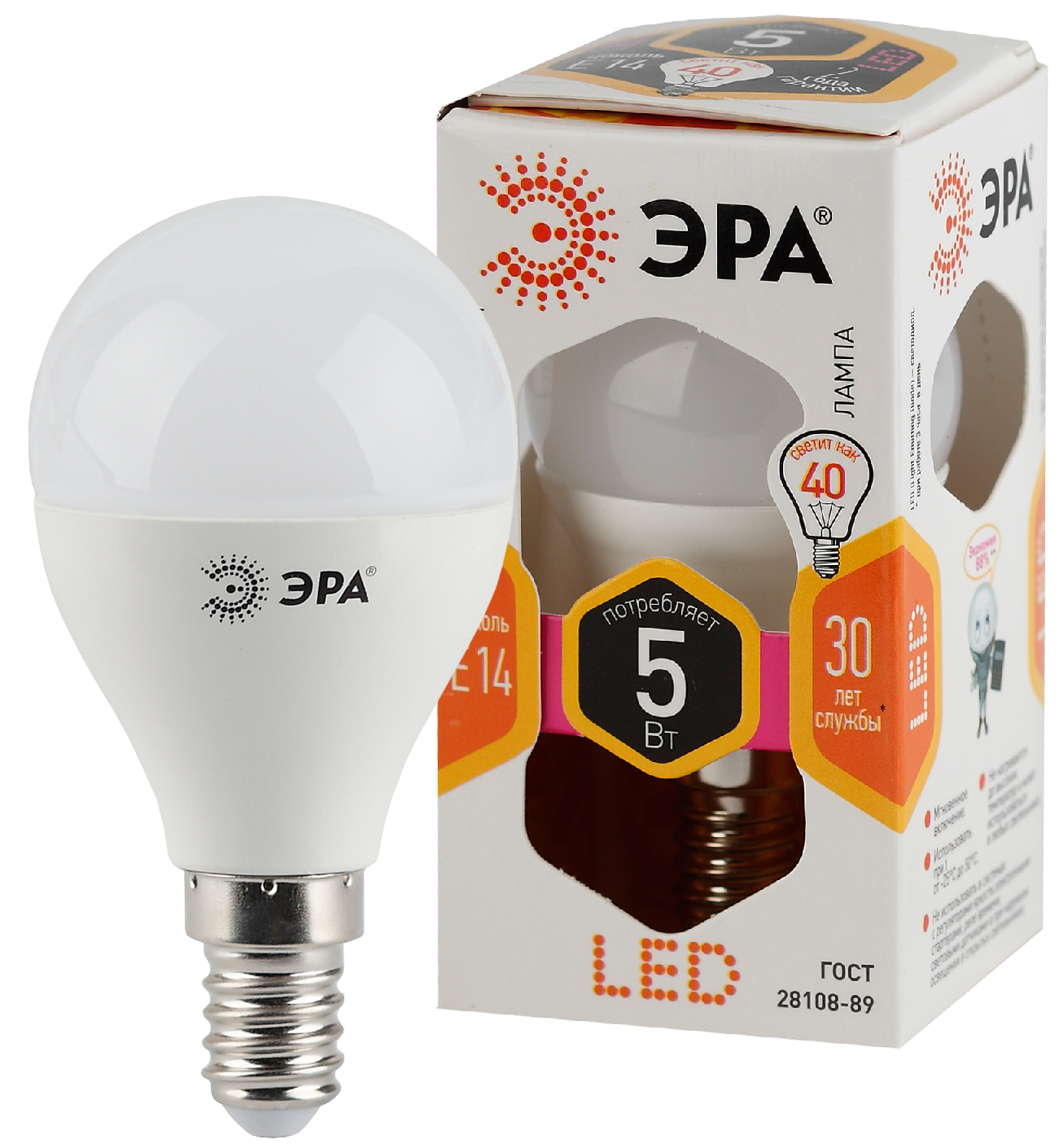 Лампа LED ЭРА В35-5W-827-E14 /9180 (прозр)