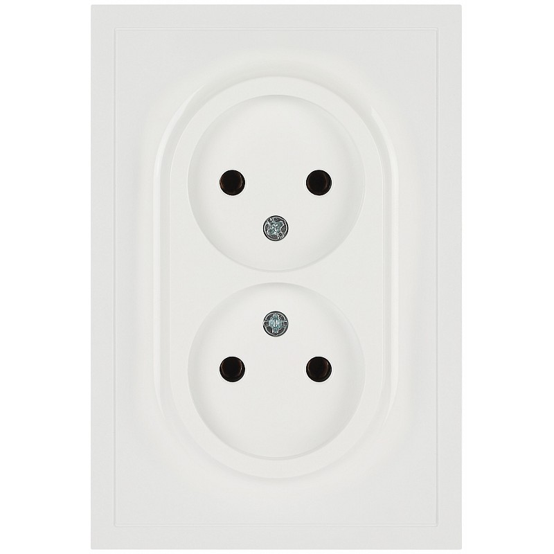 Розетка ЭРА Galaxy 15-2107-01 без заземления двойная 2X2P 16А-250В IP20 белый/2105