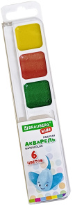 Краски акварельные BRAUBERG KIDS 6 цв. медовые 192281