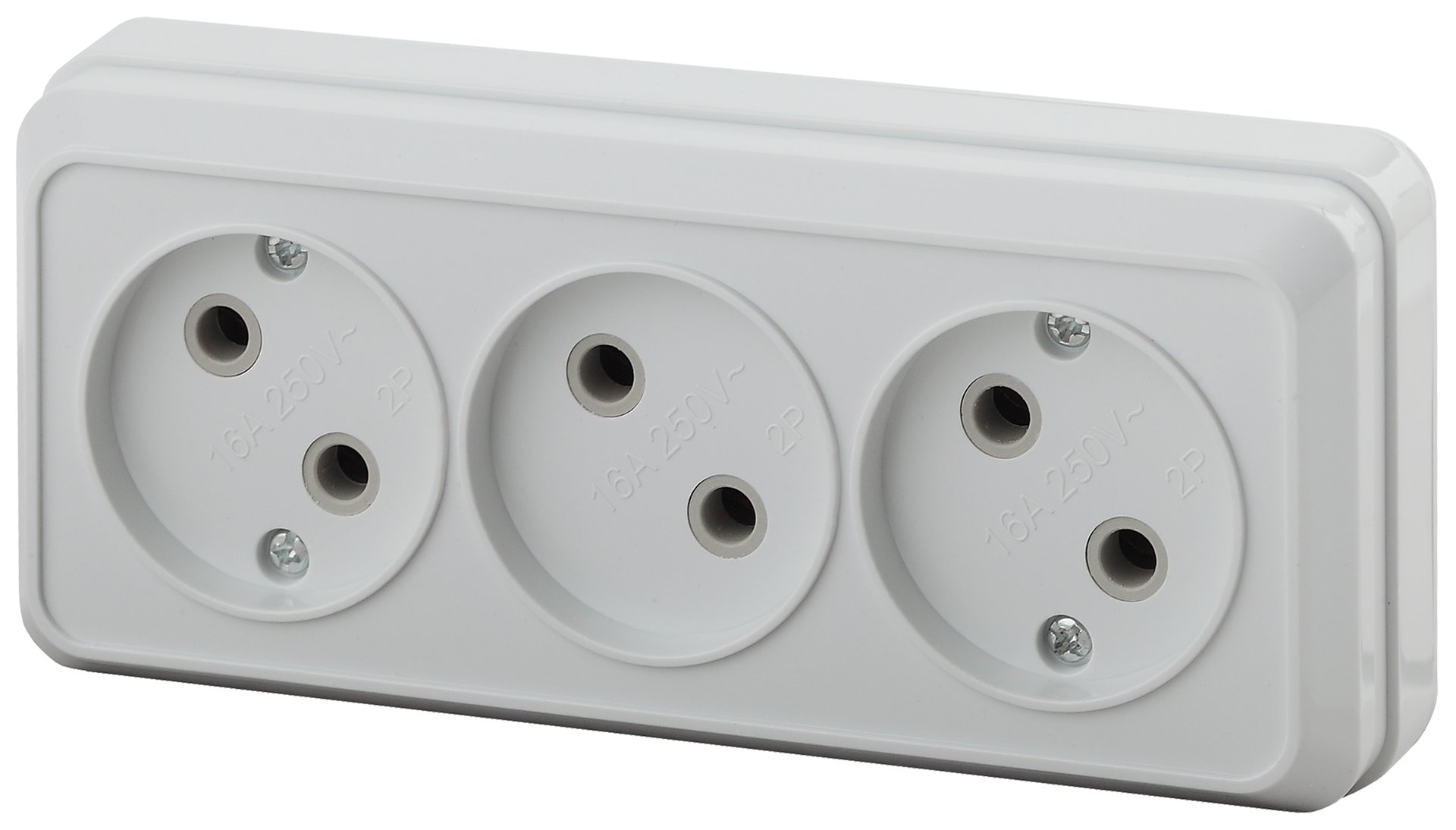 Розетка INTRO QUADRO 2-205-01 3м б/з 16А 250В IP20 ОУ белая/0675
