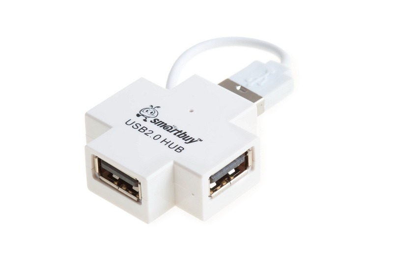 Хаб Smartbuy USB 2.0 4 порта белый (SBHA-6900-W)/2724