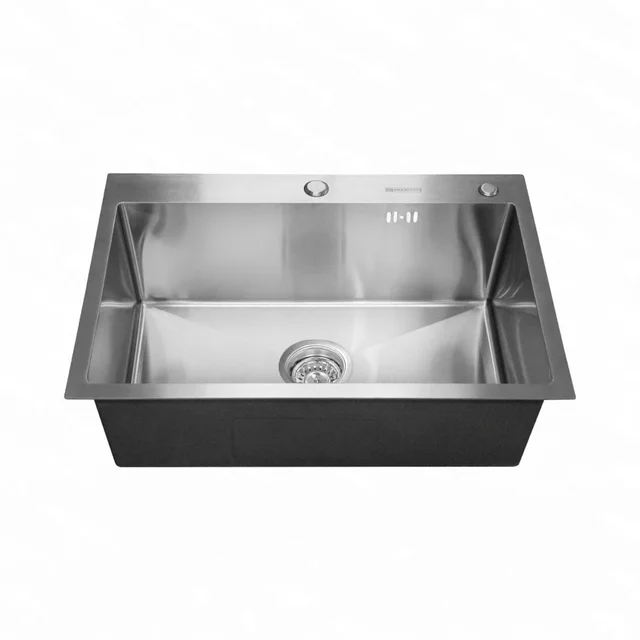 490-Е Мойка цельновыдавл. 680*460*225 SMARTECH SATIN с изогн.сливом нержав.
