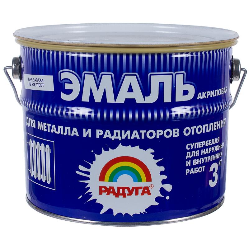 Эмаль для металла и радиаторов отопления РАДУГА-178 полуглянцевая акрилов 3 кг/204936