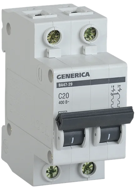 Автомат GENERICA BA 47-29 2P 20A 4,5кА MVA21-2-020-C-G /1765749