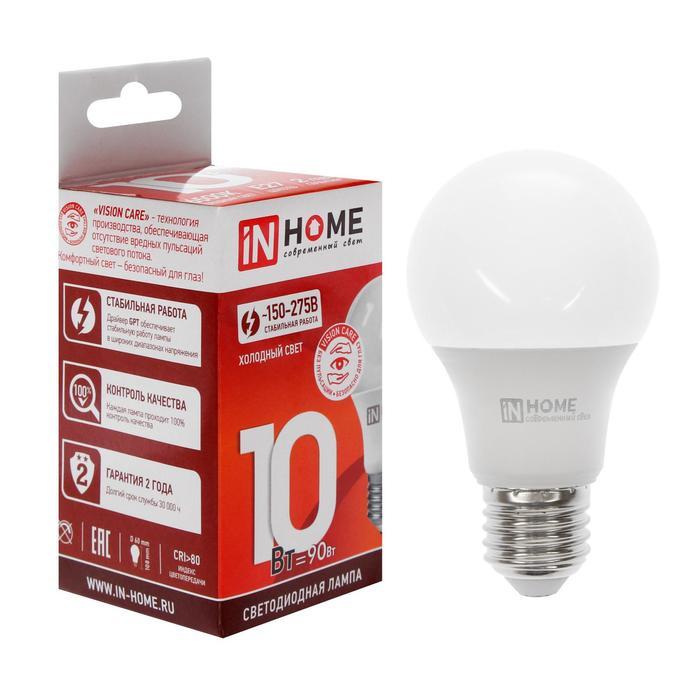 Лампа светодиод. IN HOME LED A60-VC 10Вт Е27 4000К /530122