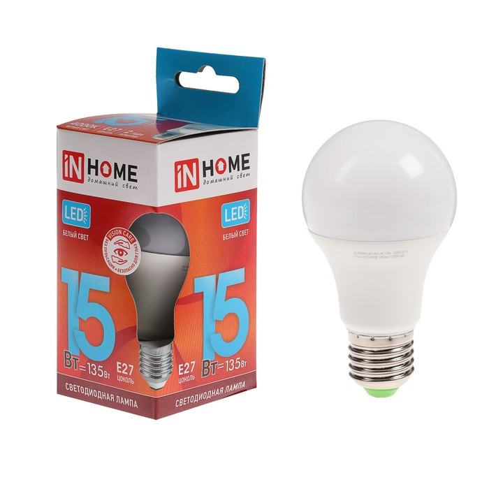 Лампа светодиод. IN HOME LED A60-VC 15Bт Е27 6500К /530129