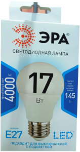 Лампа светодиодная ЭРА LED А60-17W-840-Е27 (тепл.)/1665