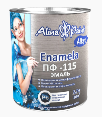 Эмаль ПФ-115 Alina Paint ENAMELA  778, алкидная 2,7 кг, КРАСНАЯ  ГЛЯНЦЕВАЯ/3858