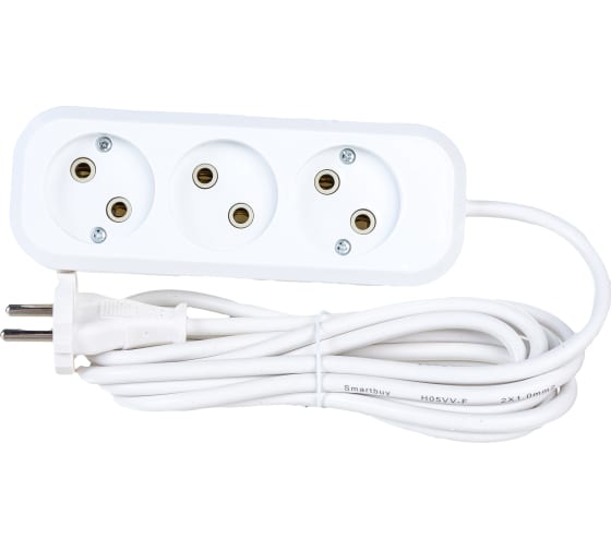 Удлинитель Smartbuy 3 гн 3 м б/з 10А/2,2кВт ПВС 2*1,0 (SBE-10-3-03-N)/3123