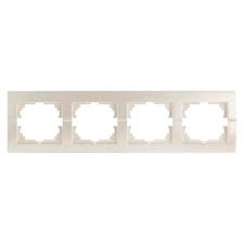 Рамка LEZARD 4-ная горизонтальная жемчужно белая металлик /702-3000-149