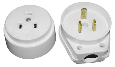 Разъем РШ-ВШ СП 32А 250В 2Р+РЕ кругл. белый TOKOV ELECTRIC TKL-OVSP-2P+PE-C01/1747614