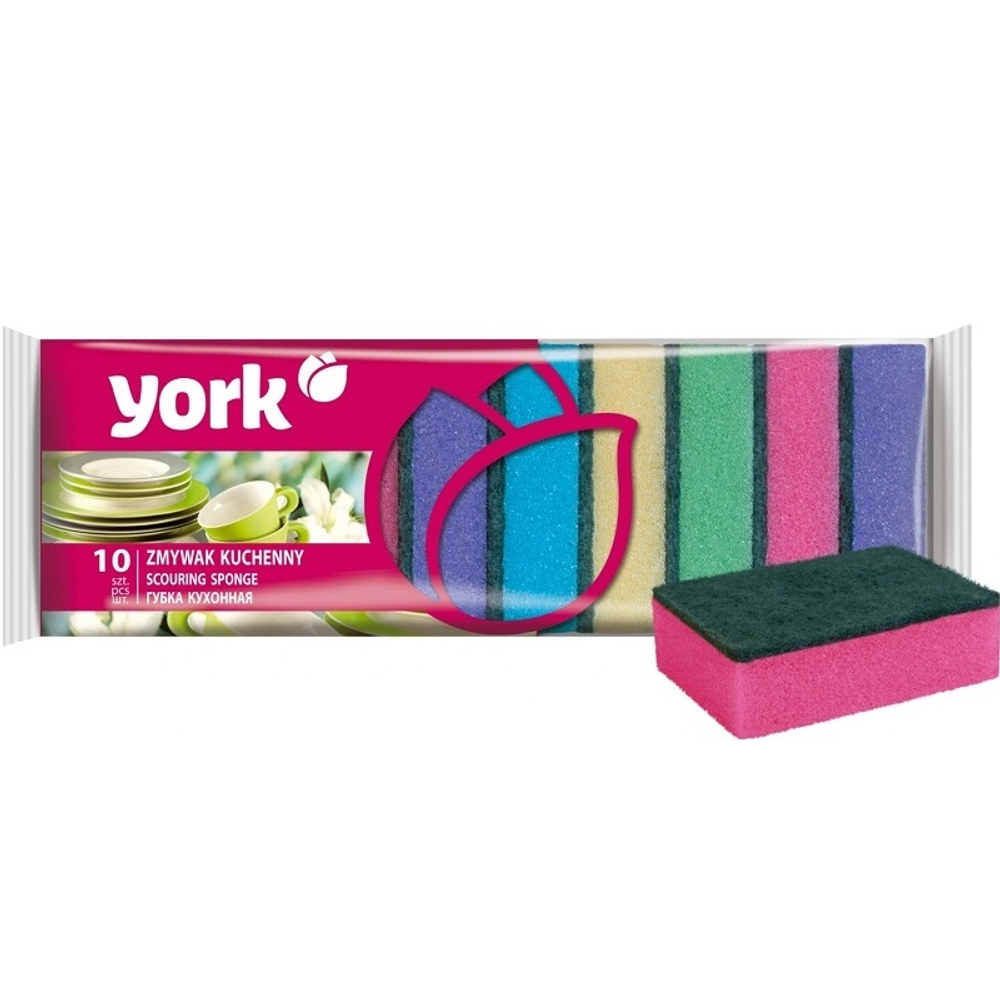 Губка для мытья посуды YORK JUMBO 10 шт  /3003