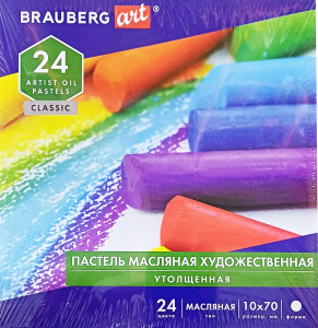 Пастель масляная художественная BRAUBERG утолщенная 24 цв 181452