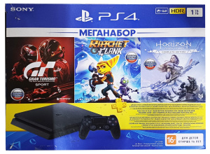 Игровая консоль Sony Play Station 4 Slim 1TB, Black+Bundle (CUH-2208B/GTS/HZDCE/R&C/PS+3M)