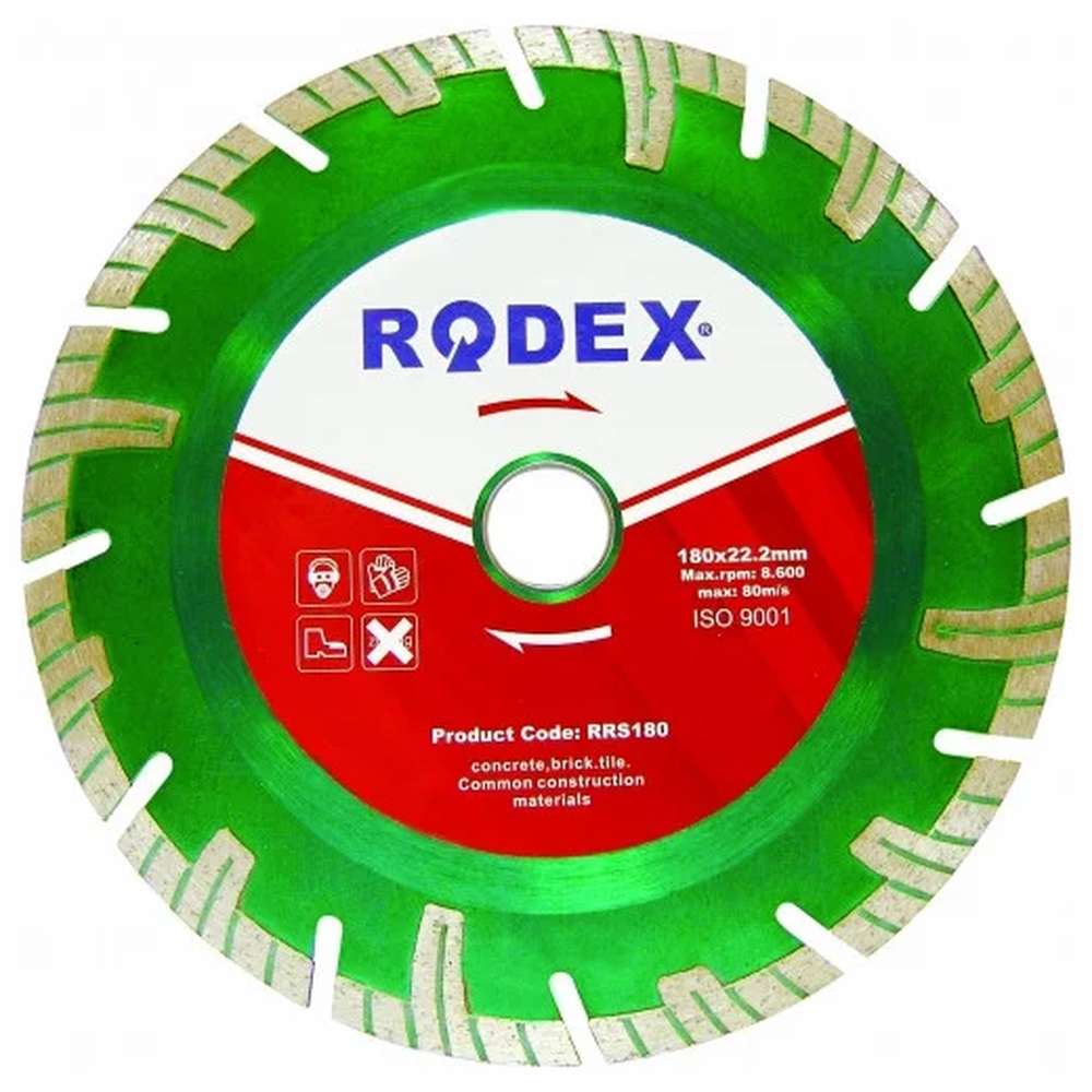 Диск алмазный отрезной RODEX 115*2,0*22,2 мм сегментированный для сухой резки / RRA115