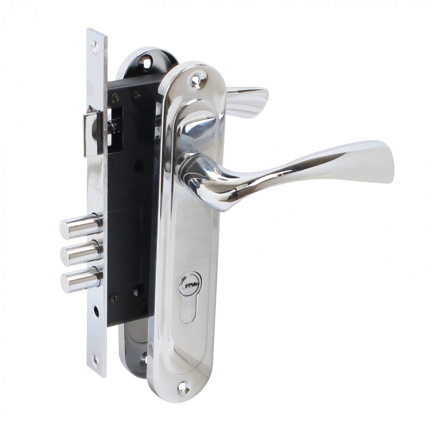 Замок врезной БУЛАТ ЗВ4-3.70.03.04 НОМОС хром 5 перф.кл. с ручкой /13971