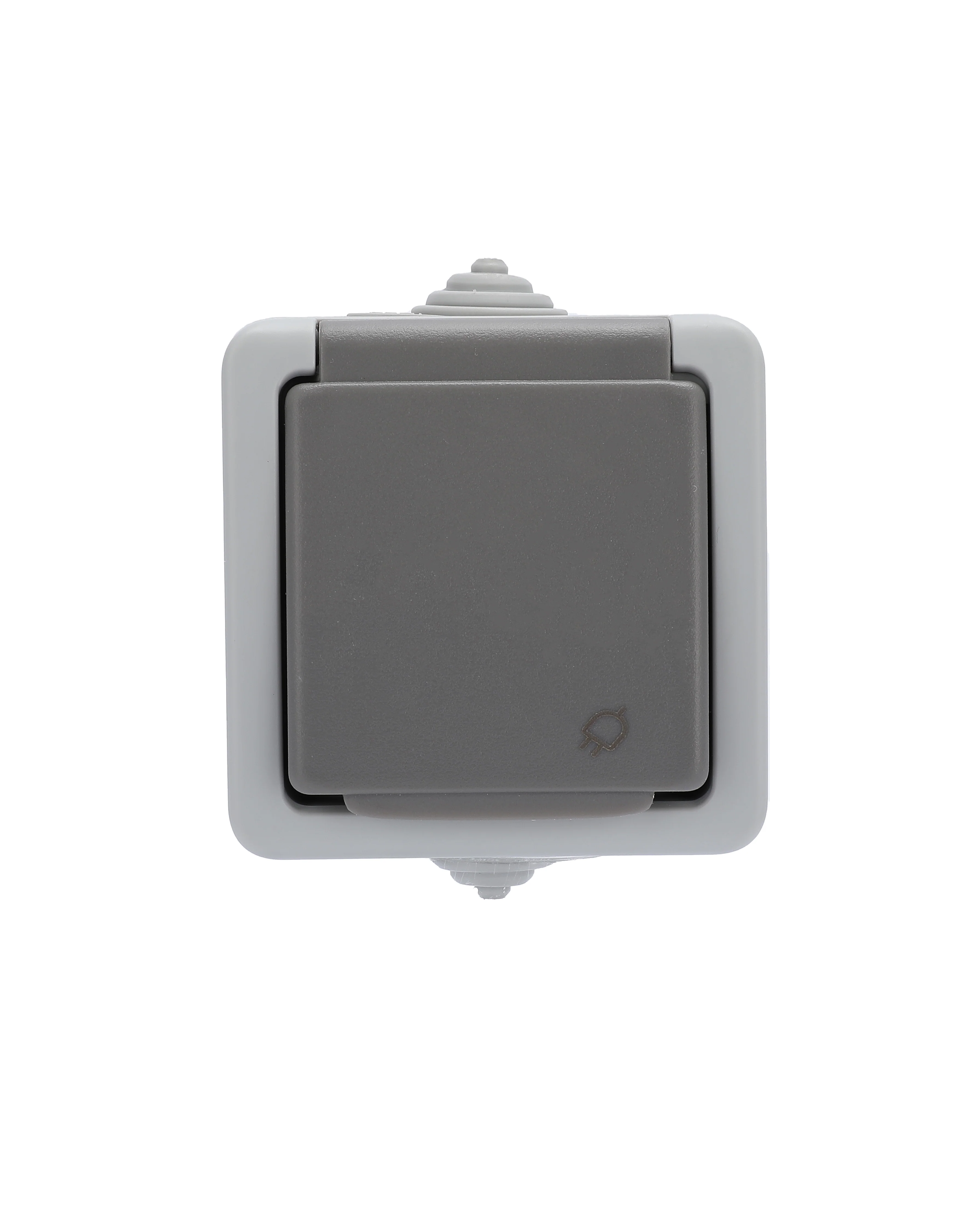 Выключатель 1кл+ розетка с/з, с з/ш, о/у, 10А/16А серый IP54 Atlantis TEKLED Electric/379-03036