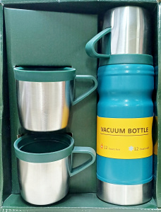 Термос Vacuum Bottle 1л. + 3 кружки