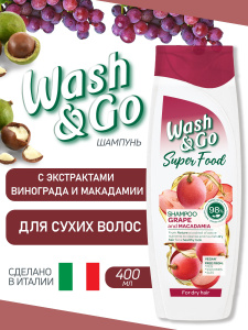 Wash&Go Superfood шампунь с виноградом и макадамией, 400 мл/2204